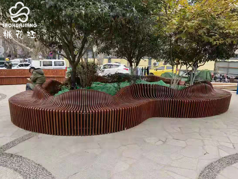 异形竹木围树椅